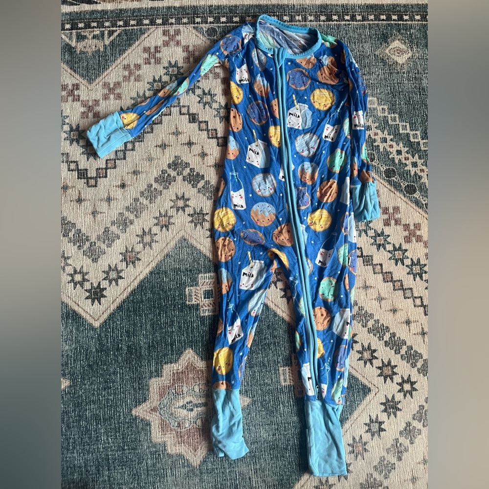 Little Sleepies Milk and Cookies Zippy Pajamas Size 12-18 Months